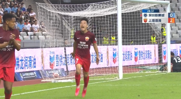 10轮10球！武磊后点推射破门，海港2-0深圳